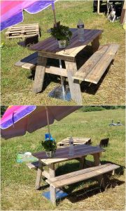 Pallet Table with Benches