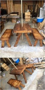 Wooden Pallet Table and Benches