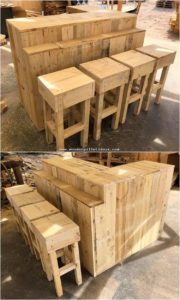Wood Pallet Counter Table and Stools