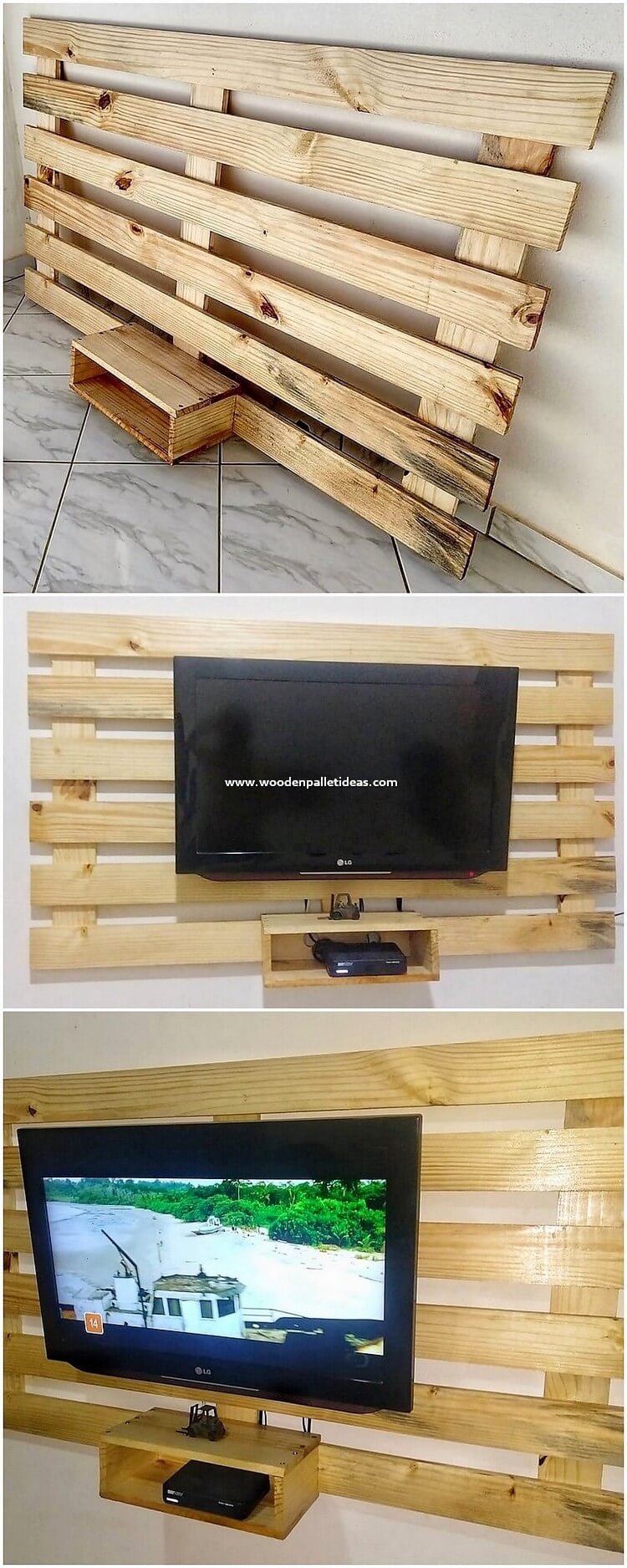 Wood Pallet Wall LED Holder
