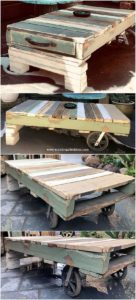 Pallet Table on Wheels