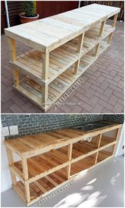 Pallet Shelving Table with Sink