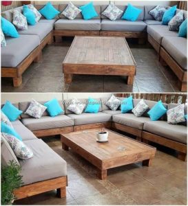 U Shaped Pallet Couch and Table